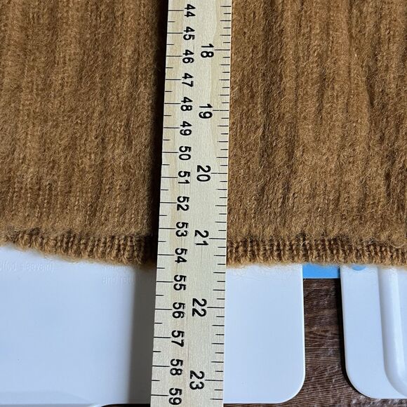 Vtg Women’s M Shaggy Bag By Huddlespun Tan 100% Virgin Wool Button Up Sweater - Picture 5 of 5